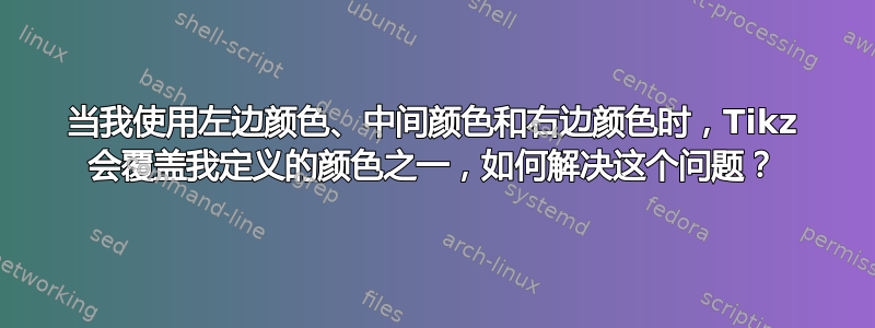 当我使用左边颜色、中间颜色和右边颜色时，Tikz 会覆盖我定义的颜色之一，如何解决这个问题？