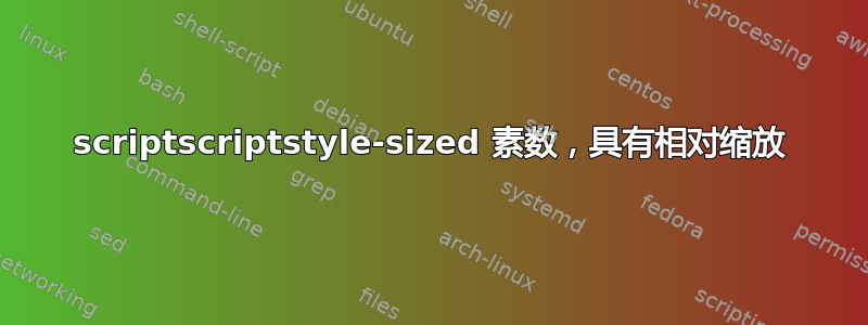 scriptscriptstyle-sized 素数，具有相对缩放