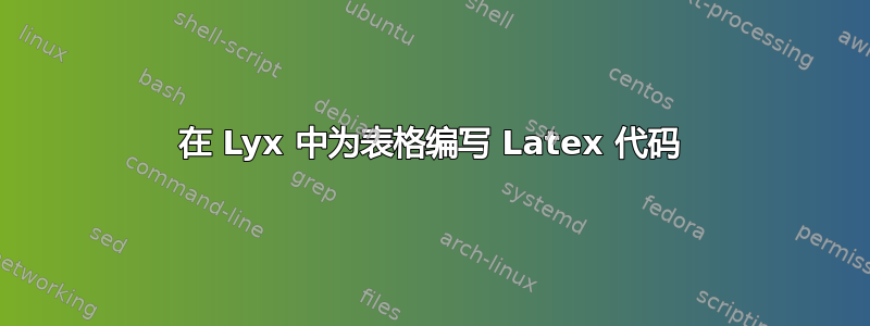 在 Lyx 中为表格编写 Latex 代码