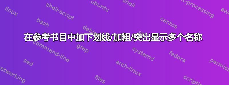 在参考书目中加下划线/加粗/突出显示多个名称