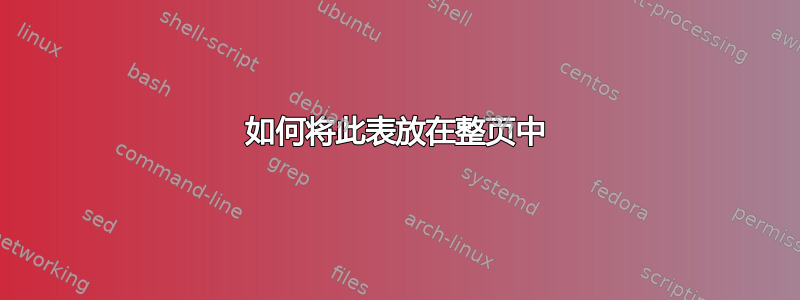 如何将此表放在整页中