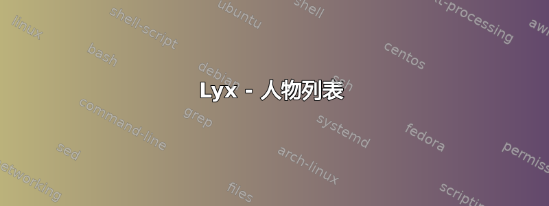 Lyx - 人物列表