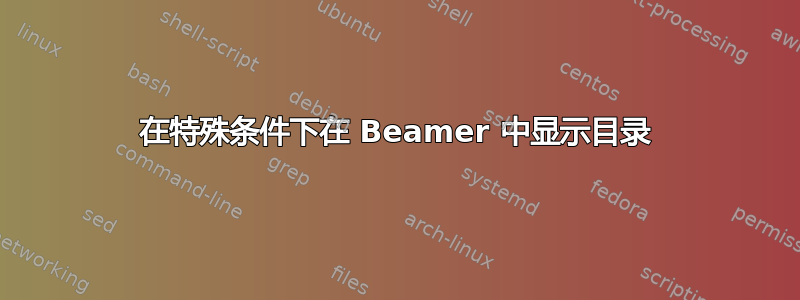 在特殊条件下在 Beamer 中显示目录