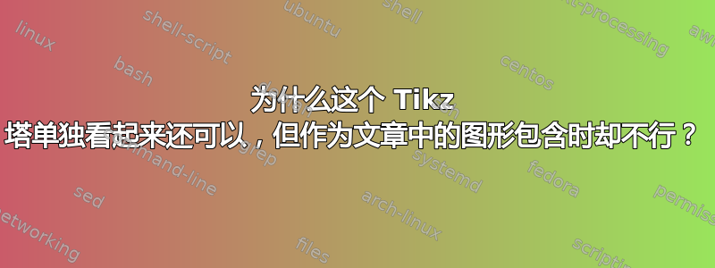 为什么这个 Tikz 塔单独看起来还可以，但作为文章中的图形包含时却不行？