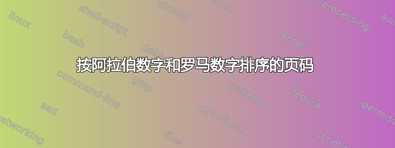 按阿拉伯数字和罗马数字排序的页码