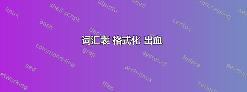 词汇表 格式化 出血