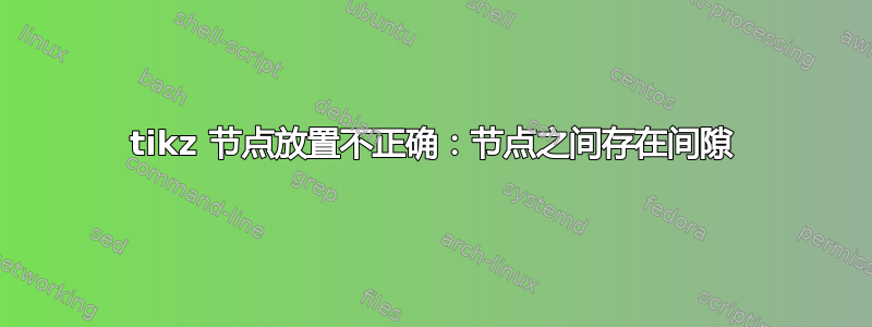 tikz 节点放置不正确：节点之间存在间隙