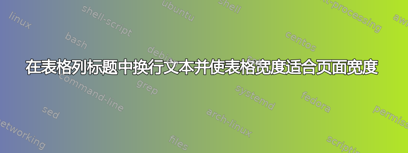 在表格列标题中换行文本并使表格宽度适合页面宽度