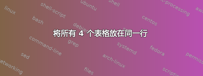 将所有 4 个表格放在同一行