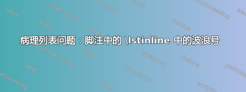 病理列表问题：脚注中的 \lstinline 中的波浪号 