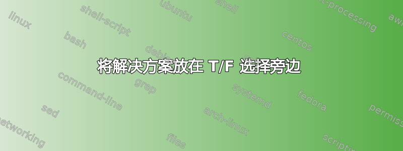 将解决方案放在 T/F 选择旁边