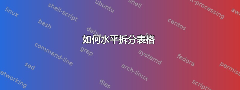 如何水平拆分表格