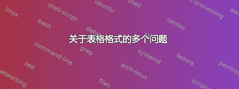 关于表格格式的多个问题