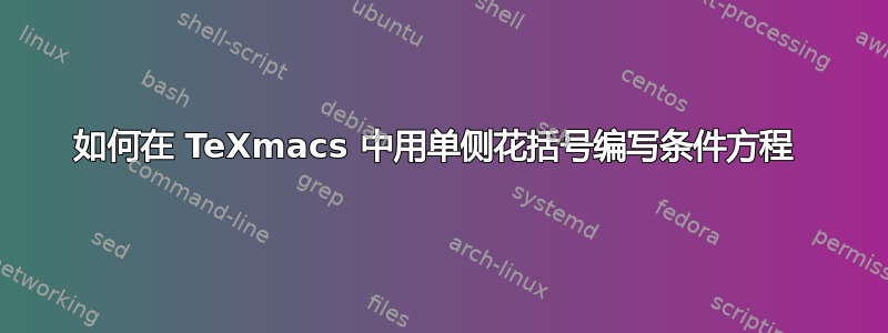 如何在 TeXmacs 中用单侧花括号编写条件方程 