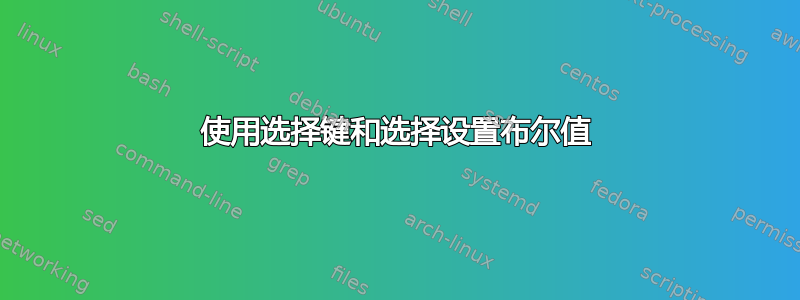 使用选择键和选择设置布尔值