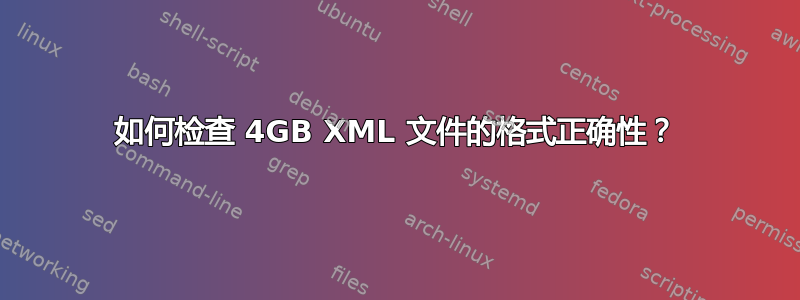 如何检查 4GB XML 文件的格式正确性？