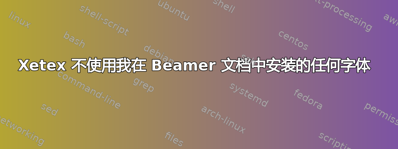 Xetex 不使用我在 Beamer 文档中安装的任何字体 