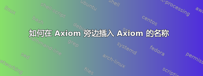 如何在 Axiom 旁边插入 Axiom 的名称 