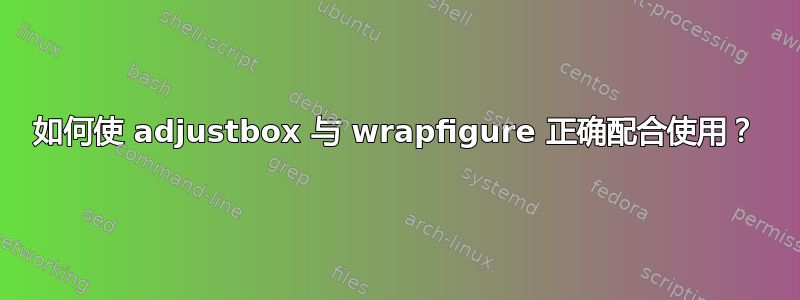 如何使 adjustbox 与 wrapfigure 正确配合使用？