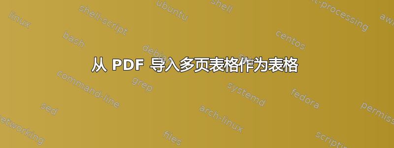 从 PDF 导入多页表格作为表格