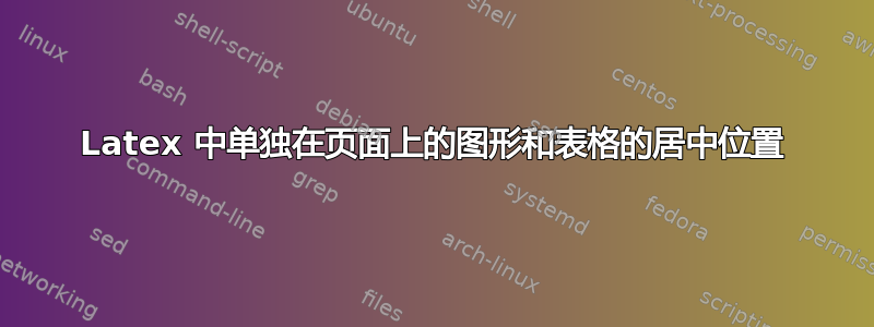 Latex 中单独在页面上的图形和表格的居中位置