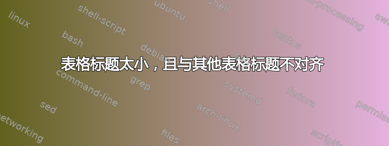 表格标题太小，且与其他表格标题不对齐