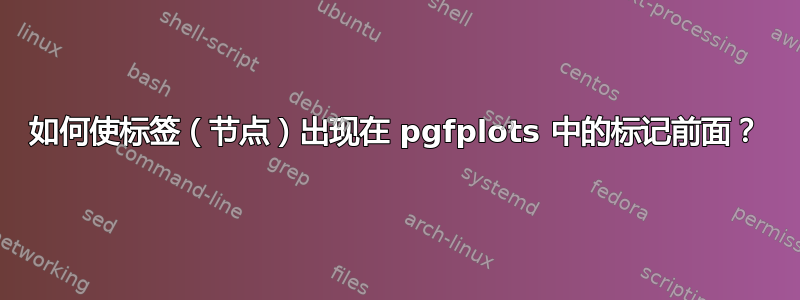 如何使标签（节点）出现在 pgfplots 中的标记前面？