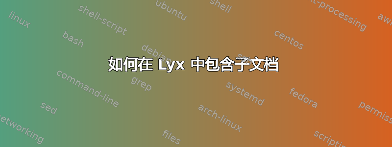 如何在 Lyx 中包含子文档