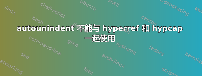 autounindent 不能与 hyperref 和 hypcap 一起使用