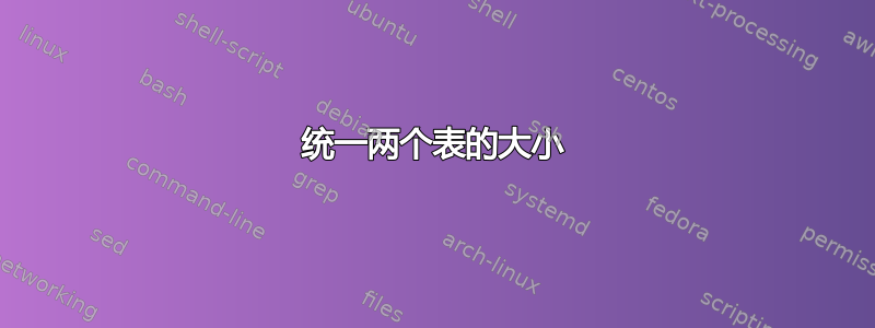 统一两个表的大小