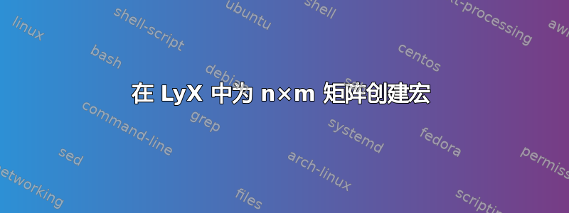 在 LyX 中为 n×m 矩阵创建宏