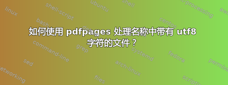 如何使用 pdfpages 处理名称中带有 utf8 字符的文件？