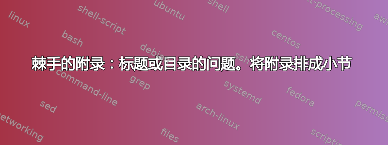 棘手的附录：标题或目录的问题。将附录排成小节