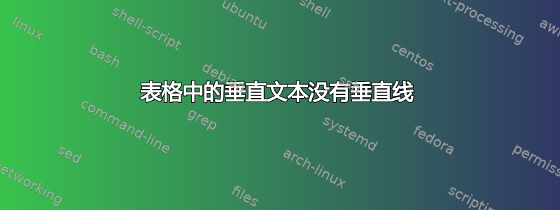 表格中的垂直文本没有垂直线