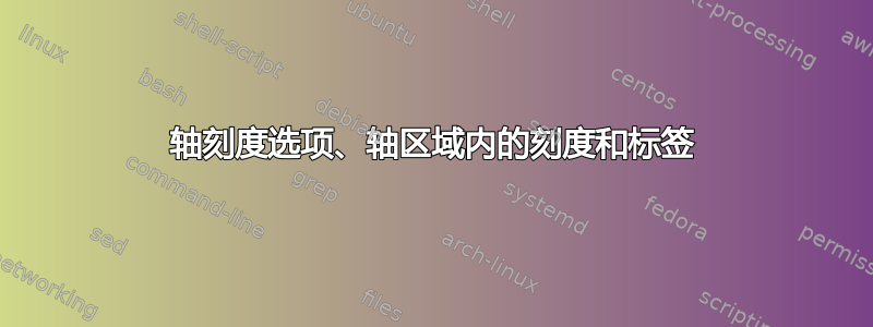 轴刻度选项、轴区域内的刻度和标签