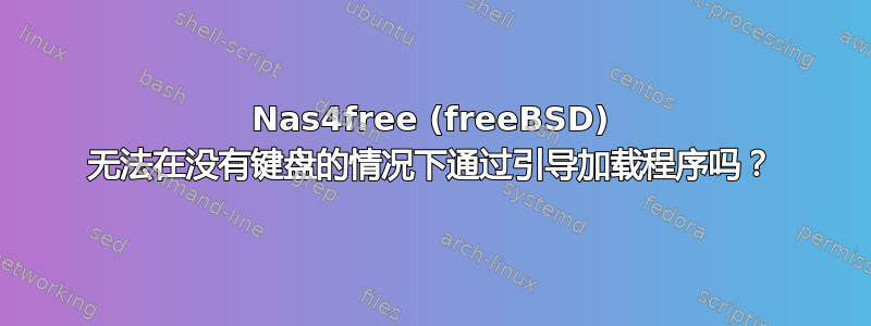 Nas4free (freeBSD) 无法在没有键盘的情况下通过引导加载程序吗？