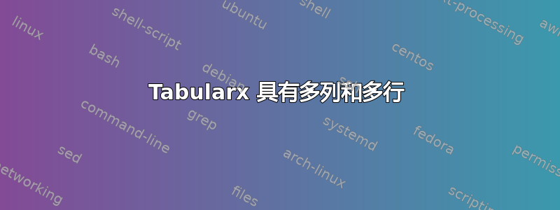 Tabularx 具有多列和多行