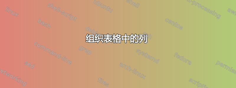 组织表格中的列