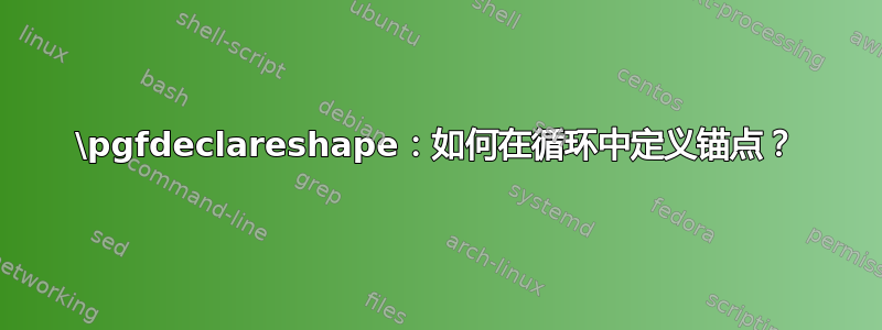 \pgfdeclareshape：如何在循环中定义锚点？