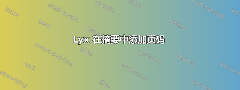 Lyx 在摘要中添加页码