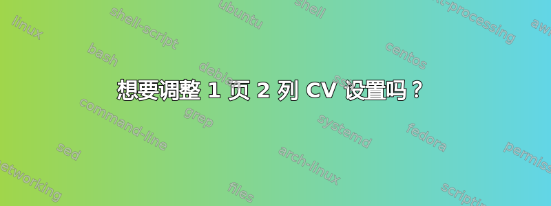 想要调整 1 页 2 列 CV 设置吗？