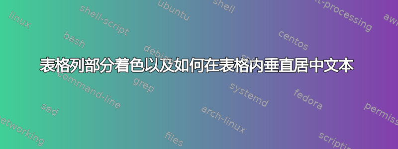 表格列部分着色以及如何在表格内垂直居中文本