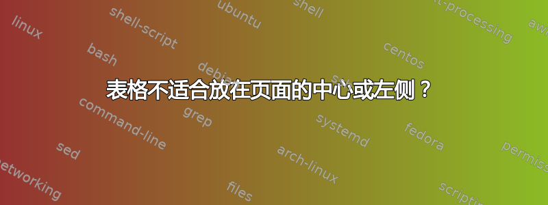 表格不适合放在页面的中心或左侧？