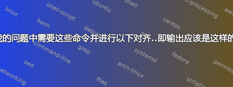 我的问题中需要这些命令并进行以下对齐..即输出应该是这样的