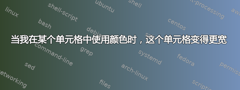 当我在某个单元格中使用颜色时，这个单元格变得更宽