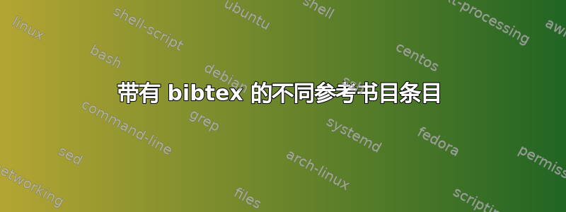 带有 bibtex 的不同参考书目条目