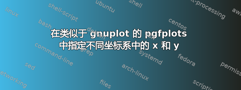 在类似于 gnuplot 的 pgfplots 中指定不同坐标系中的 x 和 y