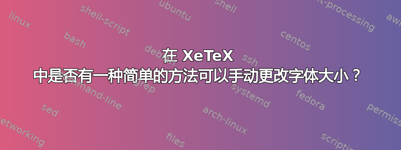 在 XeTeX 中是否有一种简单的方法可以手动更改字体大小？