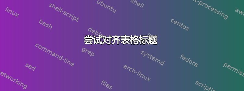 尝试对齐表格标题