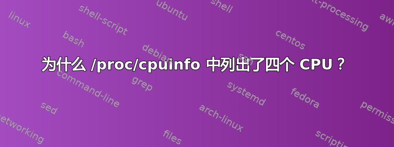 为什么 /proc/cpuinfo 中列出了四个 CPU？